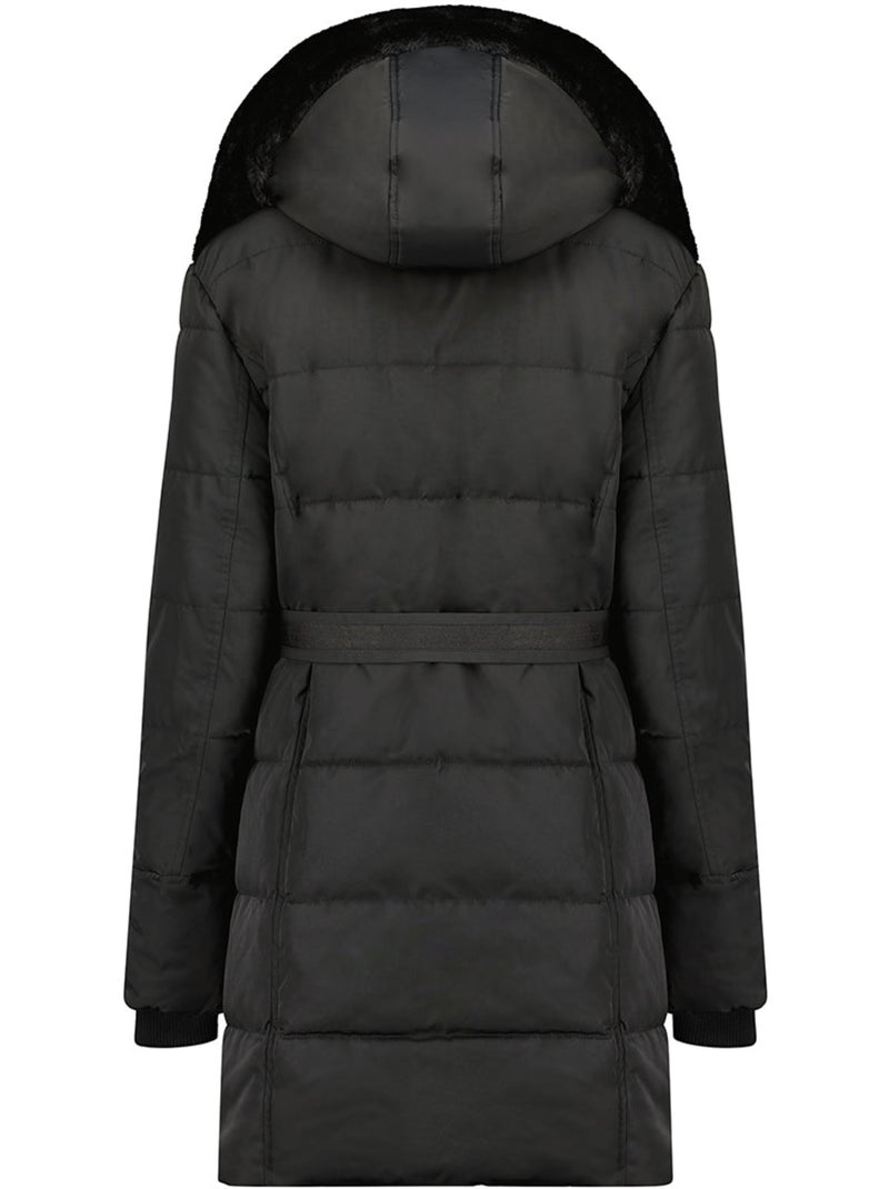 Parka lungo con cappuccio removibile in pelliccia sintetica bettineak – canadian peak Nero - Kiabi
