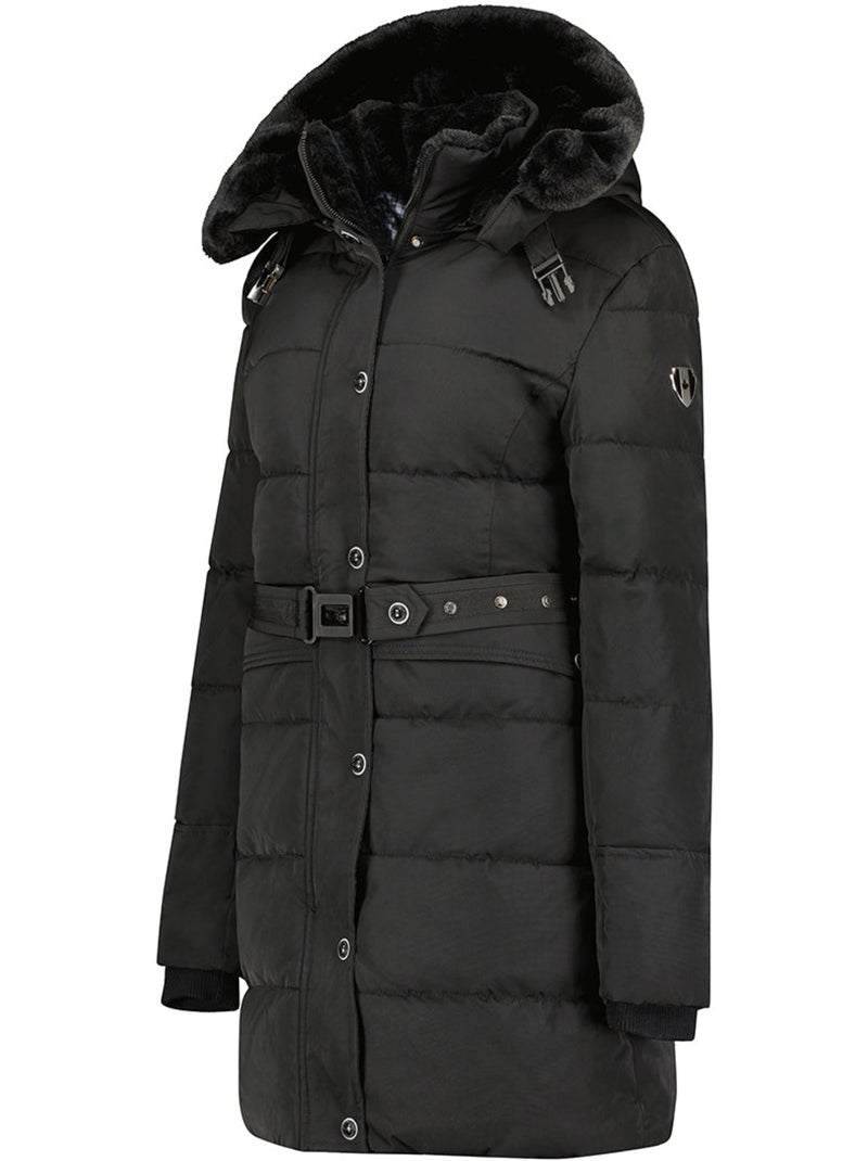 Parka lungo con cappuccio removibile in pelliccia sintetica bettineak – canadian peak Nero - Kiabi