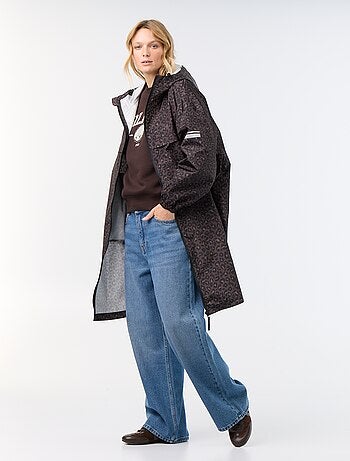 Parka lungo idrorepellente con cappuccio