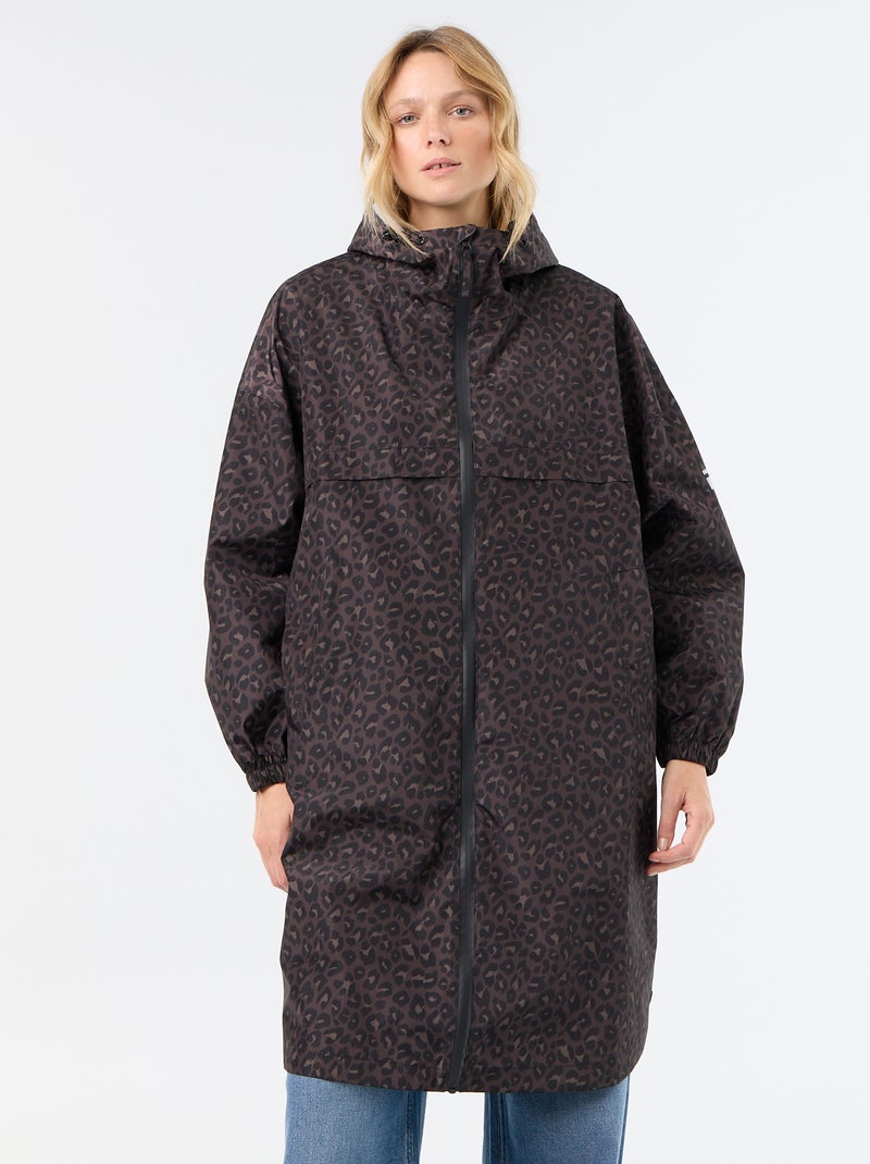 Parka lungo idrorepellente con cappuccio Marrone - Kiabi
