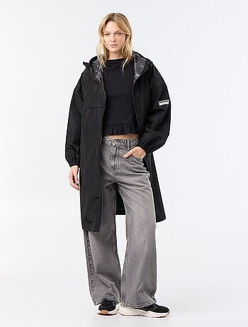Parka lungo idrorepellente con cappuccio