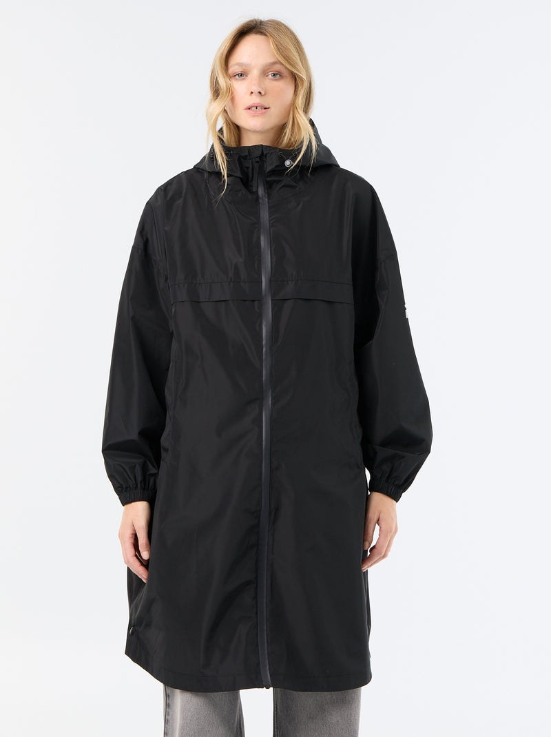 Parka lungo idrorepellente con cappuccio Nero - Kiabi