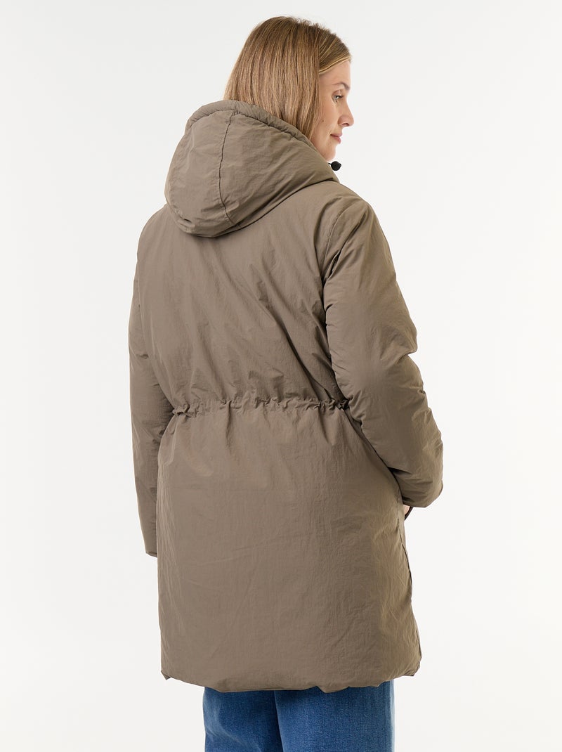 Parka lungo imbottito con cappuccio Verde - Kiabi