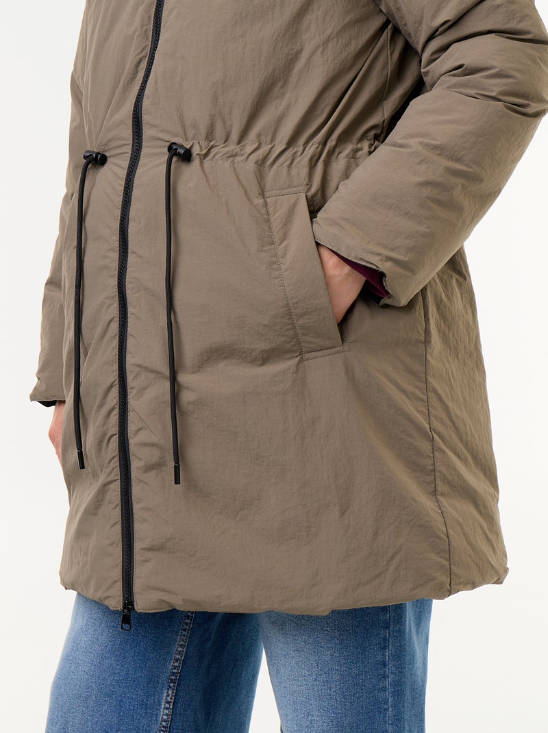 Parka lungo imbottito con cappuccio Verde - Kiabi