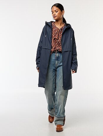 Parka lungo impermeabile con cappuccio