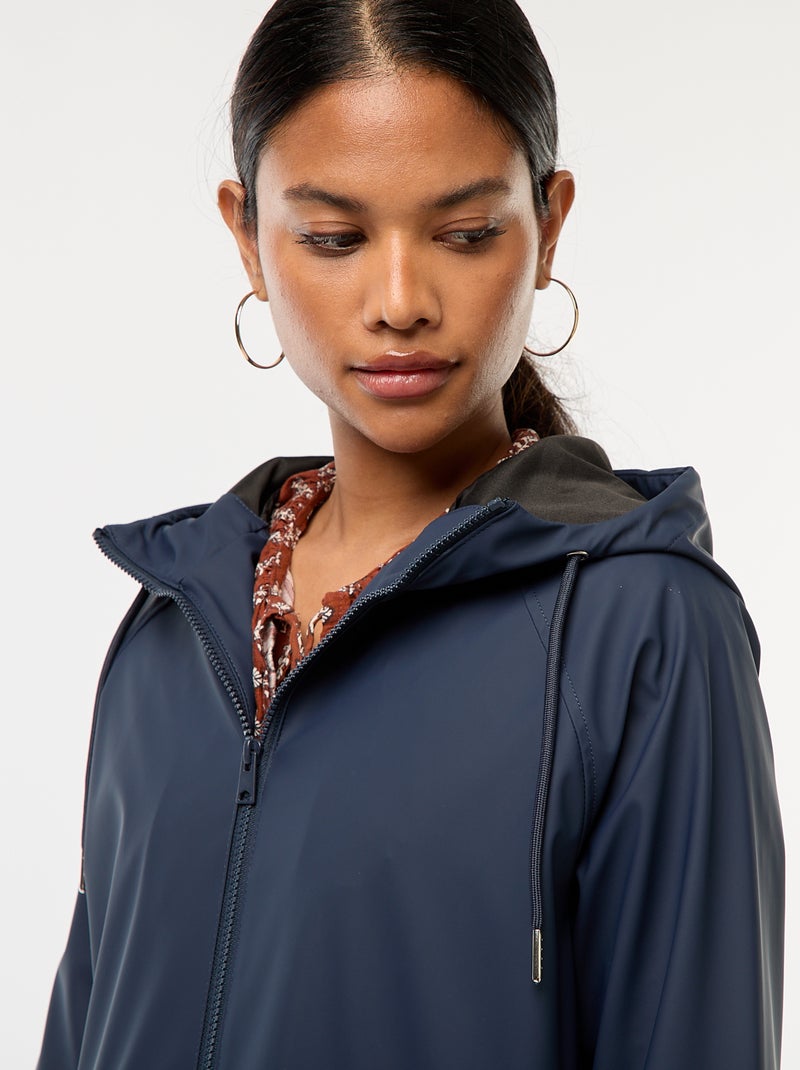 Parka lungo impermeabile con cappuccio Blu - Kiabi