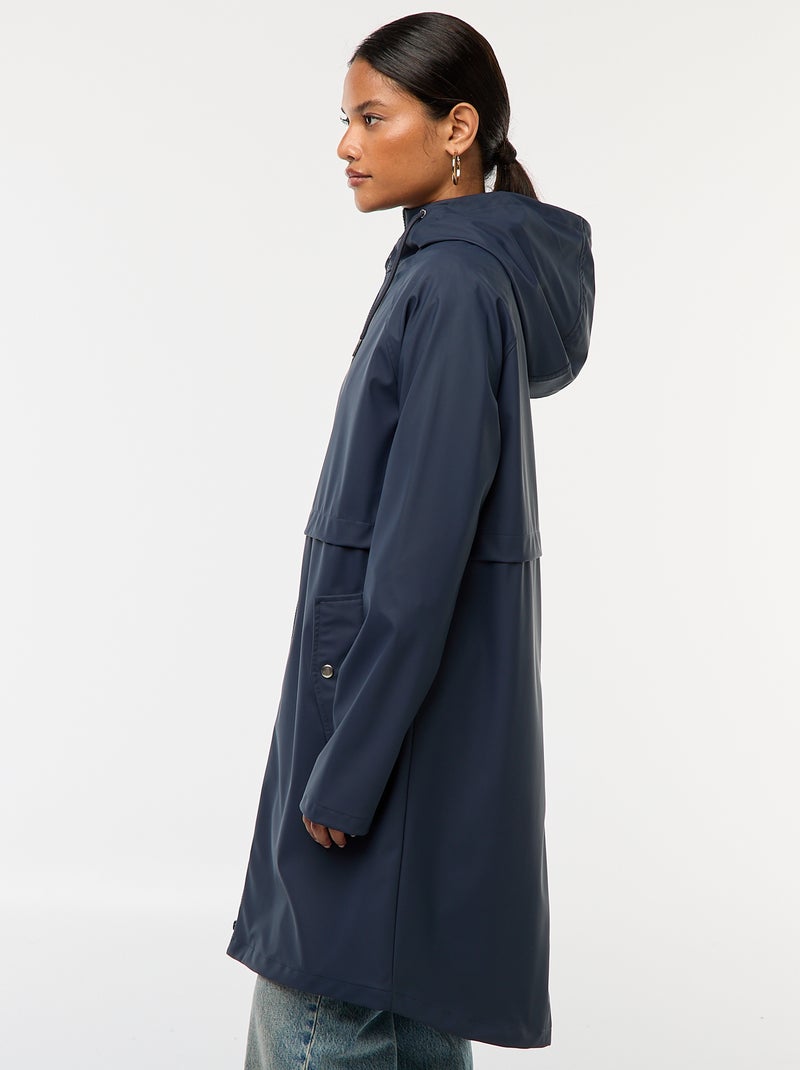 Parka lungo impermeabile con cappuccio Blu - Kiabi
