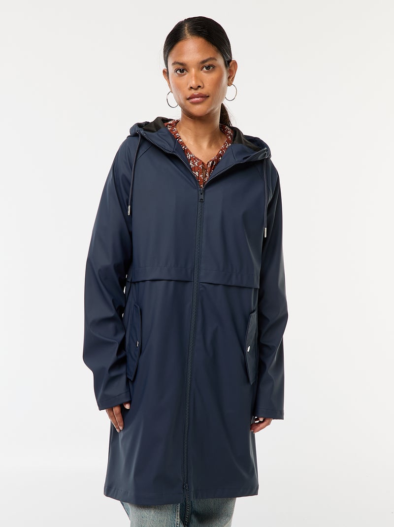 Parka lungo impermeabile con cappuccio Blu - Kiabi