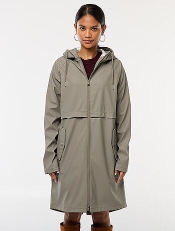 Parka lungo impermeabile con cappuccio