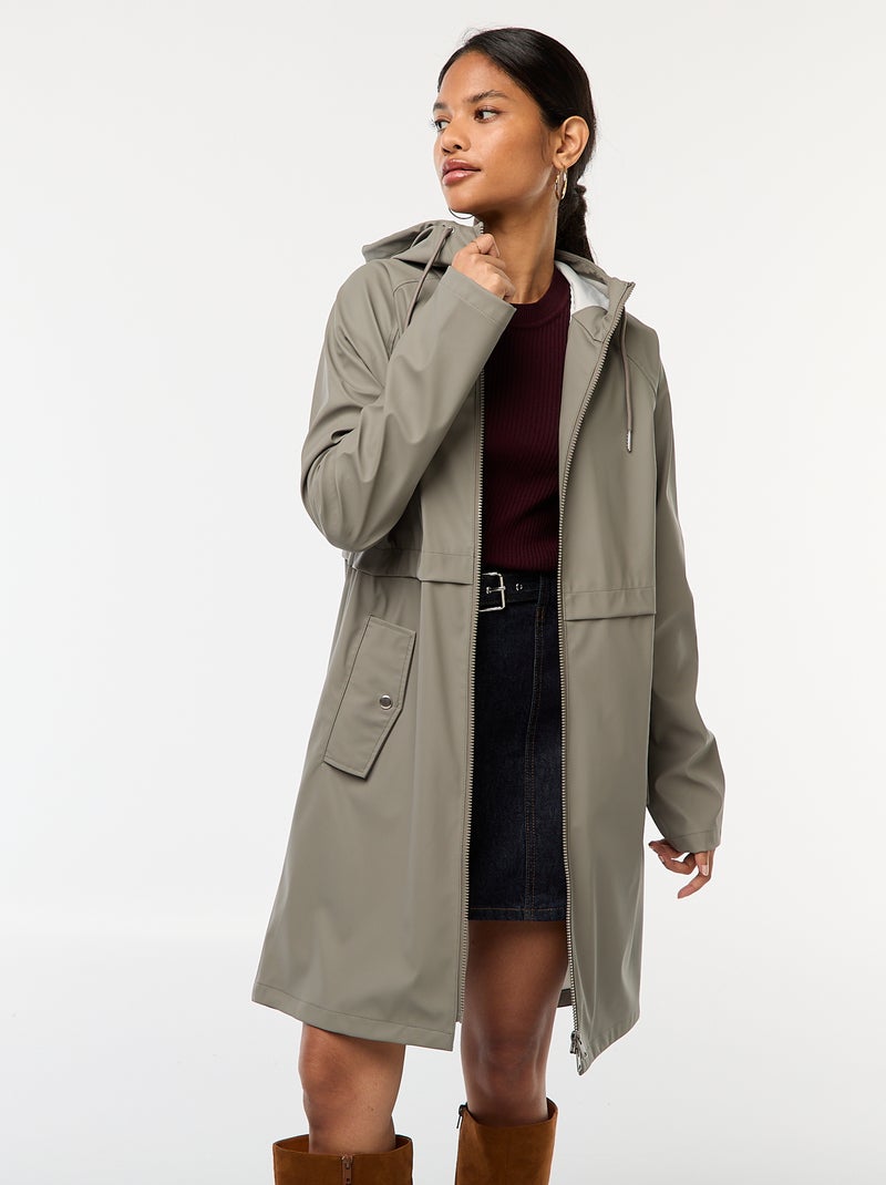 Parka lungo impermeabile con cappuccio Kaki Donna Kiabi