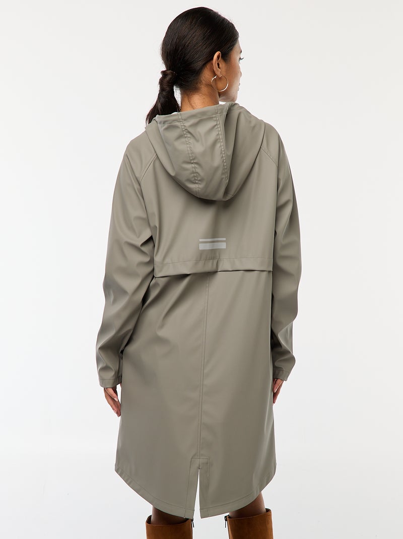 Parka lungo impermeabile con cappuccio Kaki - Kiabi
