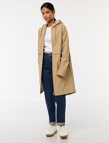 Parka lungo impermeabile con cappuccio