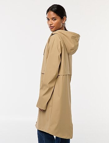 Parka lungo impermeabile con cappuccio