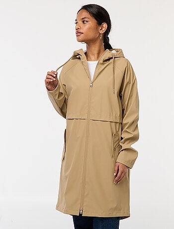 Parka lungo impermeabile con cappuccio