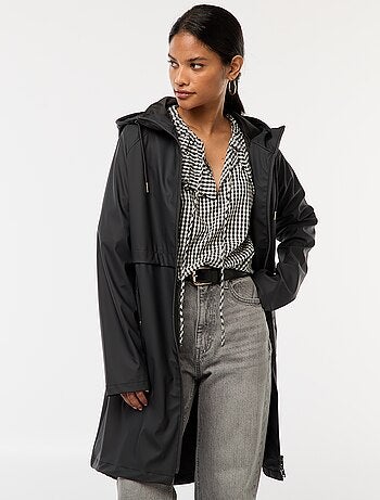 Parka lungo impermeabile con cappuccio