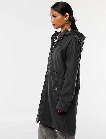 Parka lungo impermeabile con cappuccio