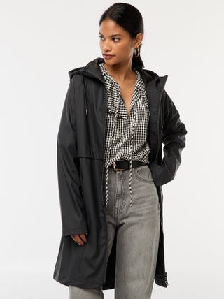 Parka lungo impermeabile con cappuccio