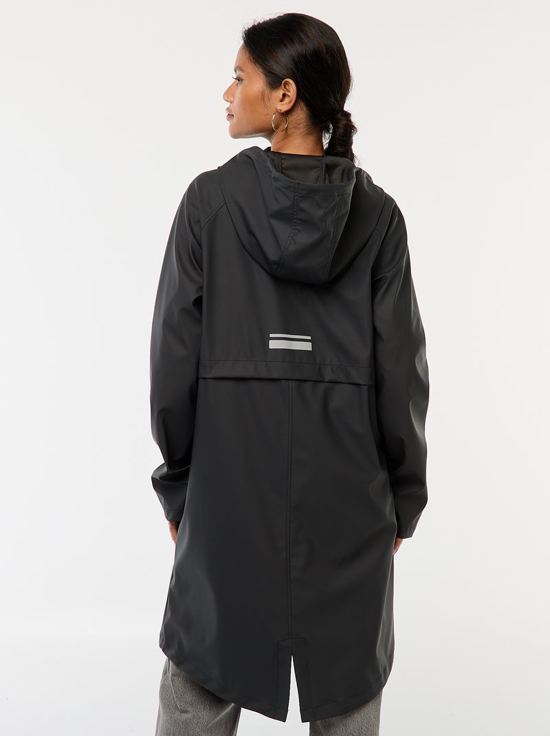 Parka lungo impermeabile con cappuccio Nero - Kiabi