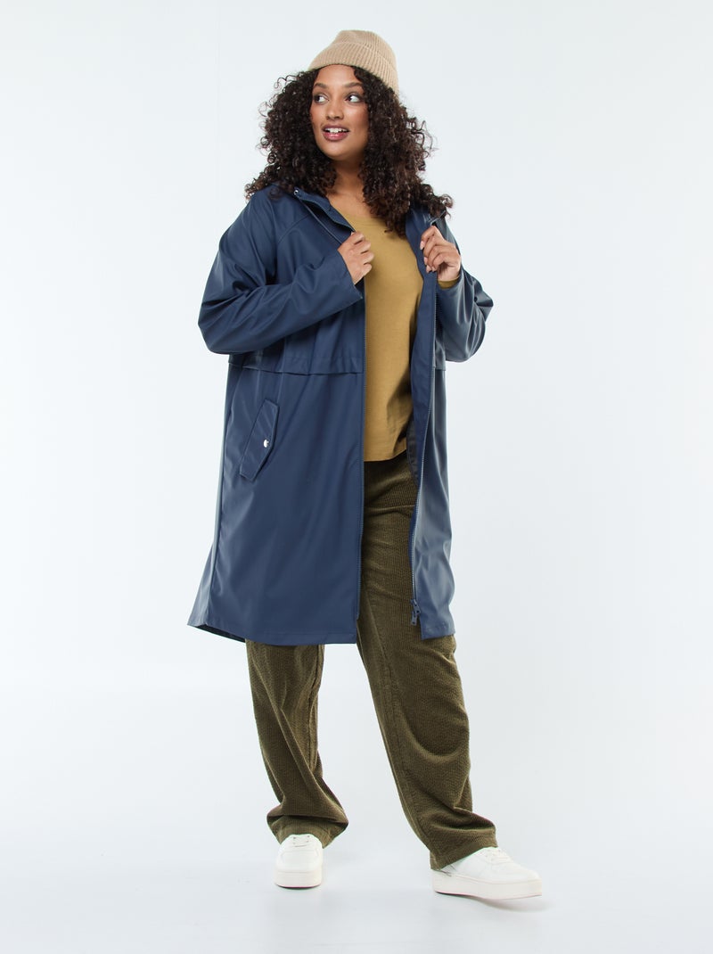 Parka lungo impermeabile con dettagli riflettenti Blu - Kiabi