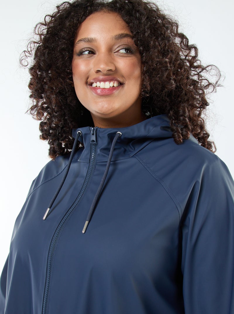 Parka lungo impermeabile con dettagli riflettenti Blu - Kiabi