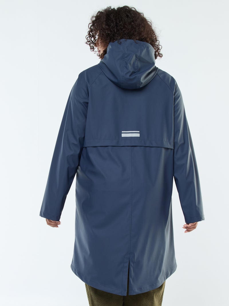 Parka lungo impermeabile con dettagli riflettenti Blu - Kiabi