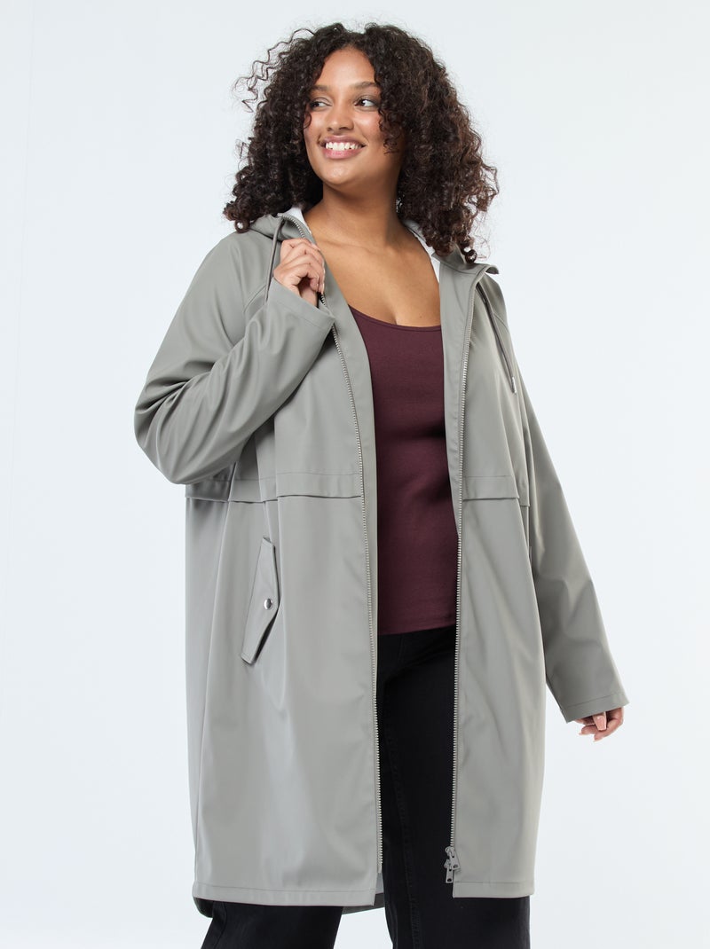 Parka lungo impermeabile con dettagli riflettenti Kaki Taglie