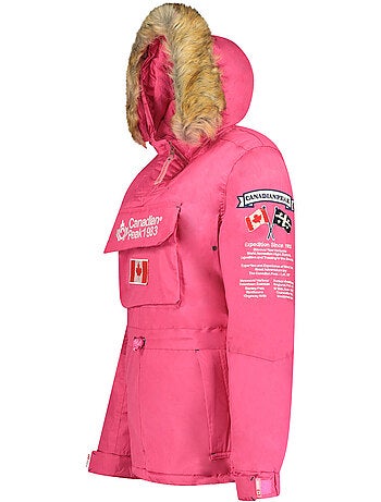 Parka lungo sagomato con cappuccio in pelliccia sintetica banapeak – canadian peak