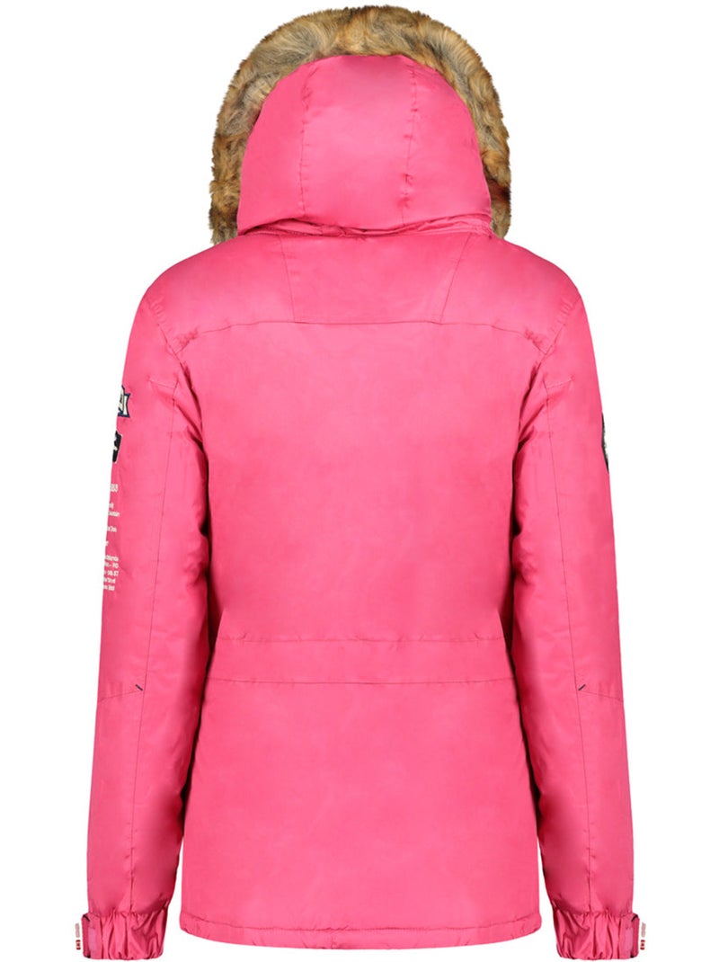 Parka lungo sagomato con cappuccio in pelliccia sintetica banapeak – canadian peak Rosa fucsia - Kiabi