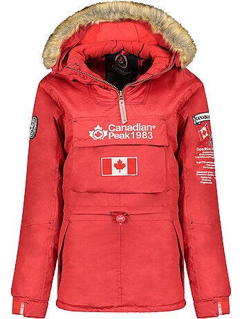 Parka lungo sagomato con cappuccio in pelliccia sintetica banapeak – canadian peak