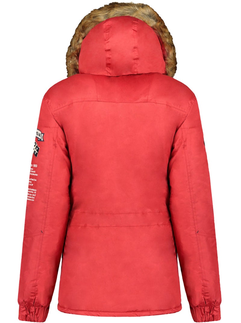 Parka lungo sagomato con cappuccio in pelliccia sintetica banapeak – canadian peak Rosso - Kiabi