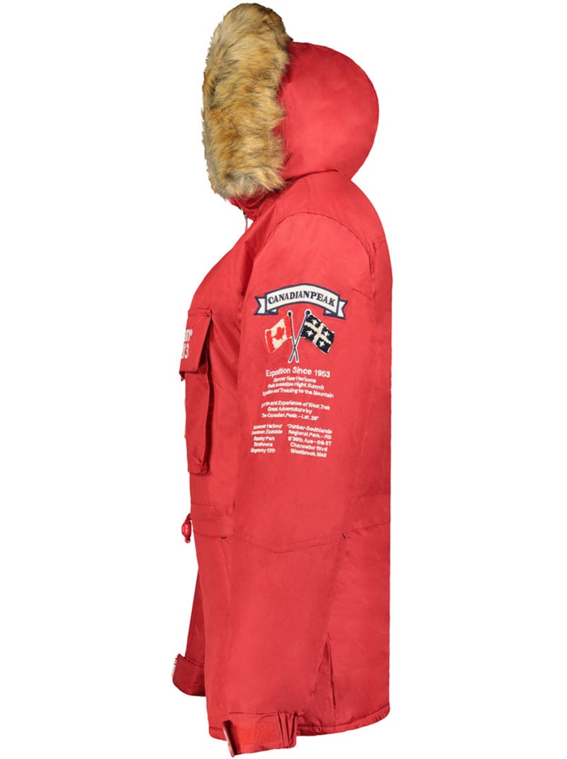 Parka lungo sagomato con cappuccio in pelliccia sintetica banapeak – canadian peak Rosso - Kiabi