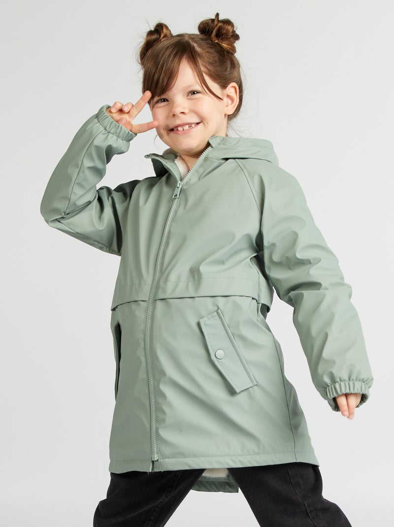 Parka media lunghezza foderato con cappuccio VERDE - Kiabi