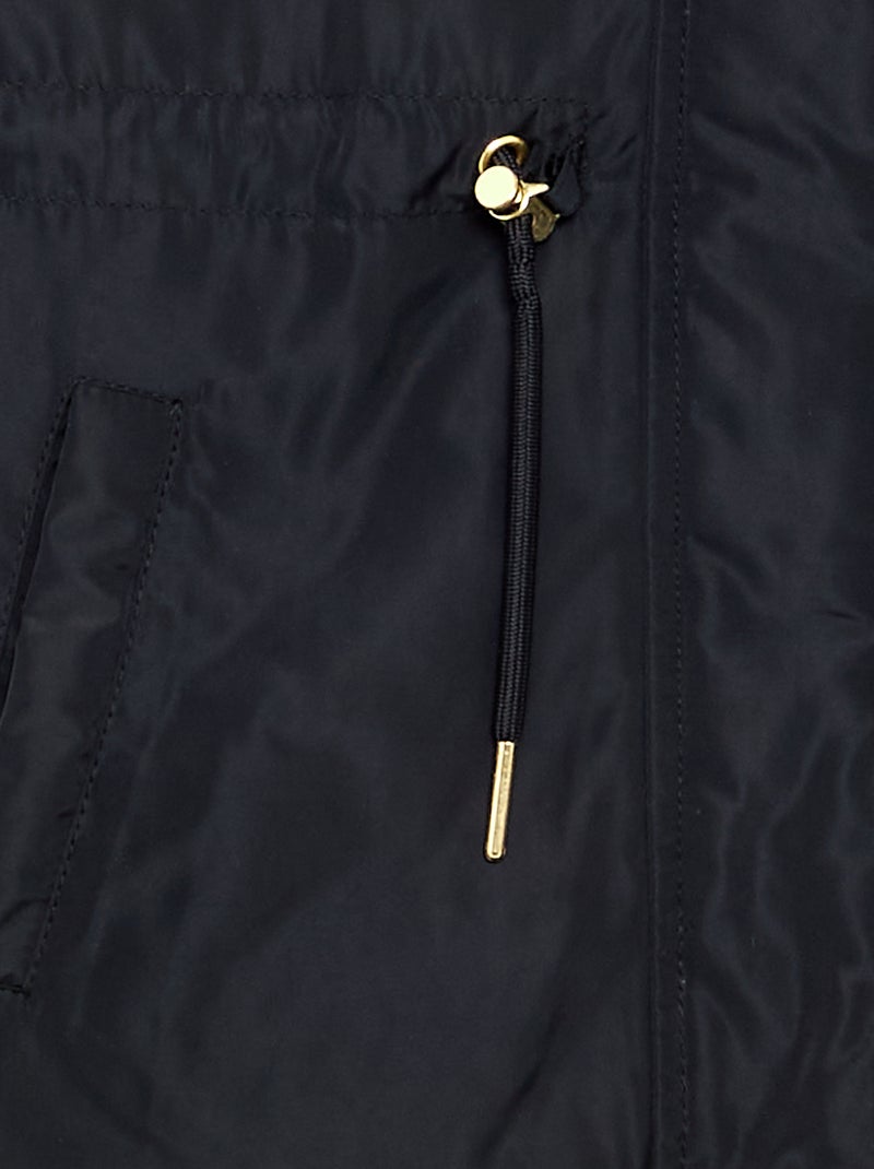 Parka morbida con cappuccio in pelliccia sintetica Nero - Kiabi