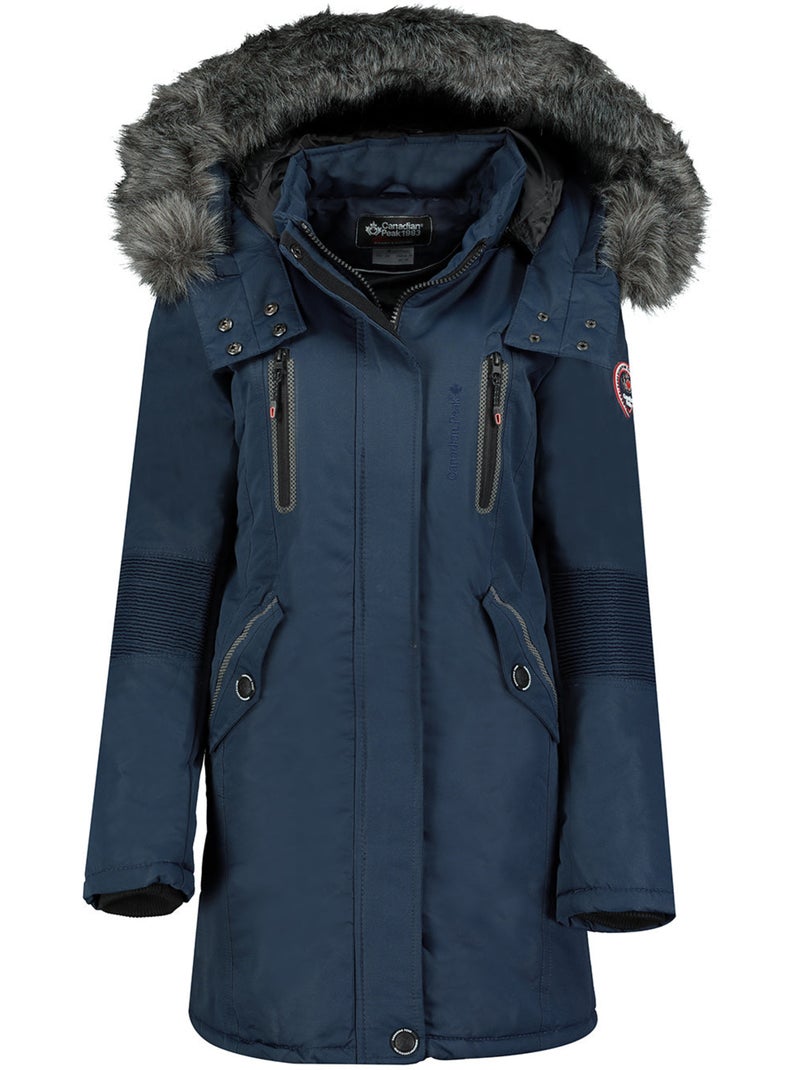 Parka pesante con cappuccio in pelliccia sintetica camilly – canadian peak Blu marino - Kiabi