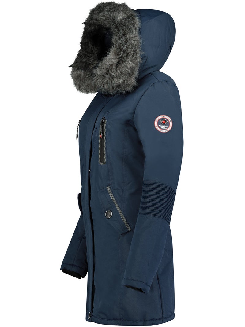 Parka pesante con cappuccio in pelliccia sintetica camilly – canadian peak Blu marino - Kiabi