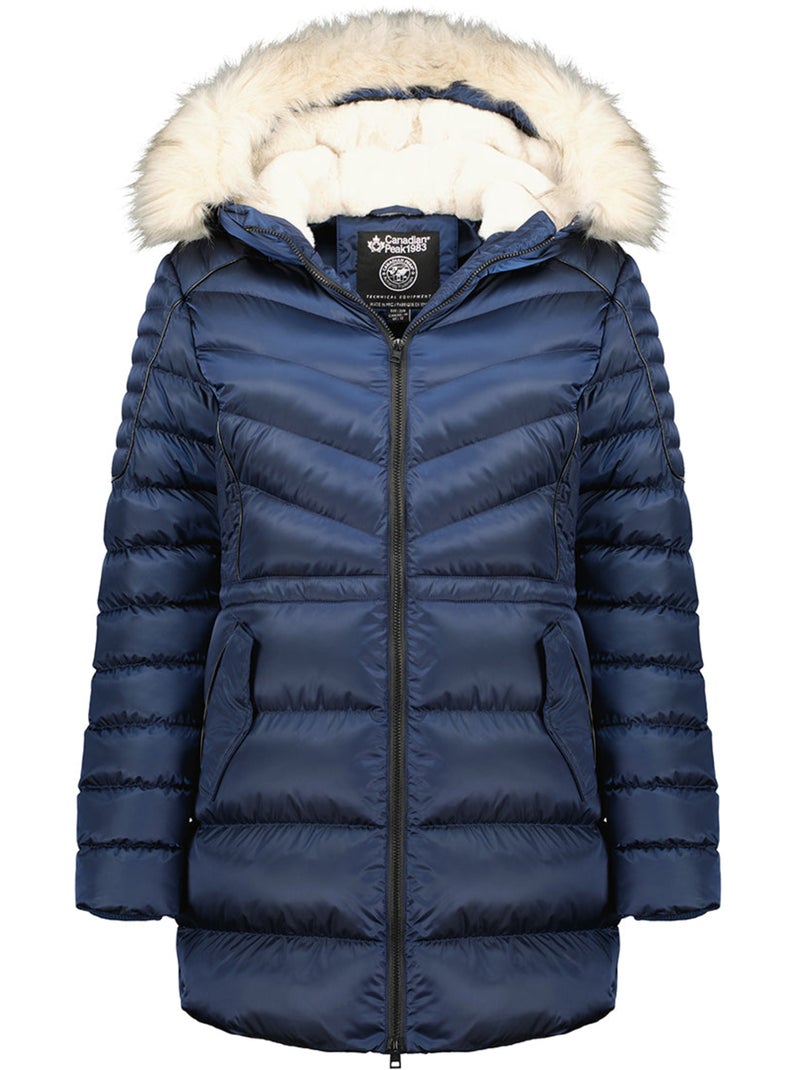 Parka sagomato con cappuccio in pelliccia sintetica destineak – canadian peak Blu marino - Kiabi