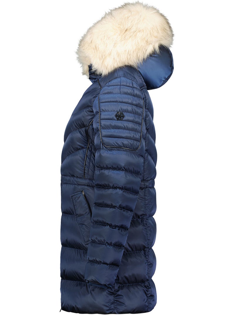 Parka sagomato con cappuccio in pelliccia sintetica destineak – canadian peak Blu marino - Kiabi