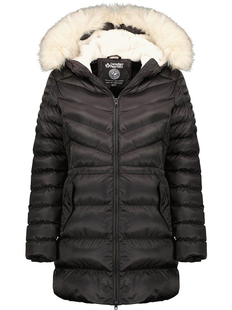 Parka sagomato con cappuccio in pelliccia sintetica destineak – canadian peak Nero - Kiabi