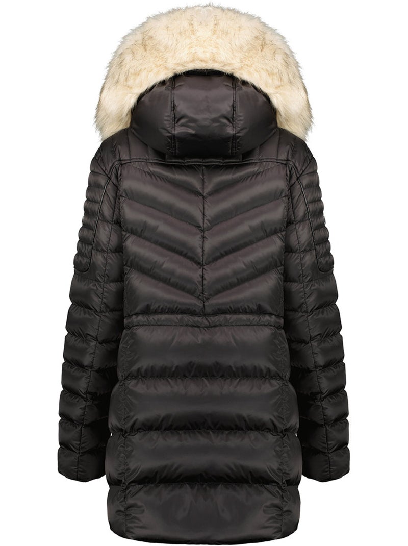 Parka sagomato con cappuccio in pelliccia sintetica destineak – canadian peak Nero - Kiabi