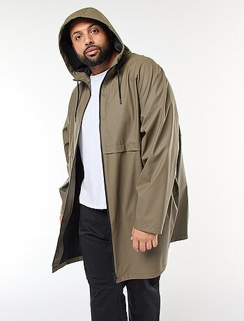 Parka tinta unita lunga e idrorepellente con cappuccio