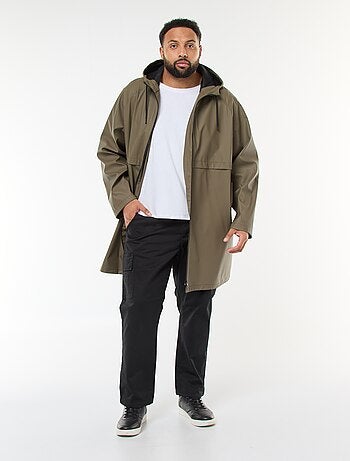 Parka tinta unita lunga e idrorepellente con cappuccio