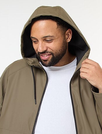Parka tinta unita lunga e idrorepellente con cappuccio