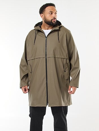 Parka tinta unita lunga e idrorepellente con cappuccio