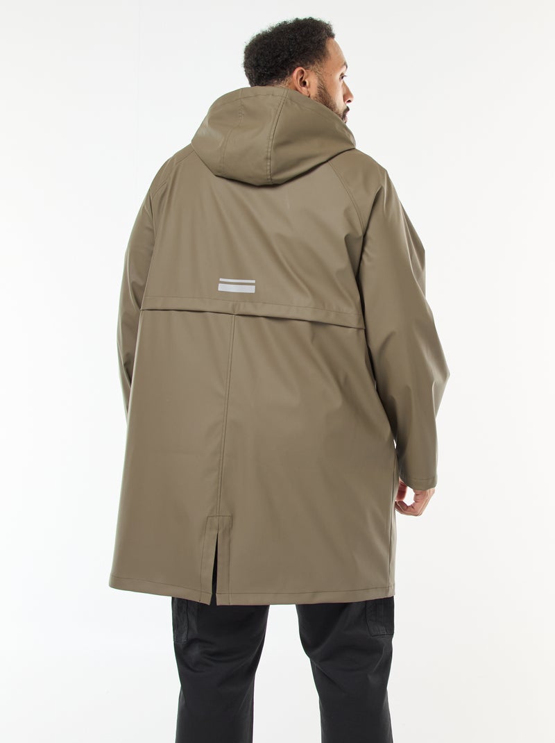 Parka tinta unita lunga e idrorepellente con cappuccio Kaki - Kiabi