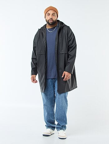 Parka tinta unita lunga e idrorepellente con cappuccio