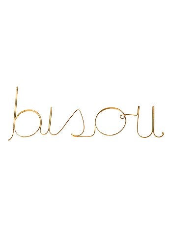 Parola in filo d'ottone dorato "BISOU