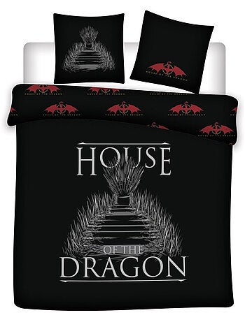 Parure copripiumino matrimoniale reversibile nera House of Dragon