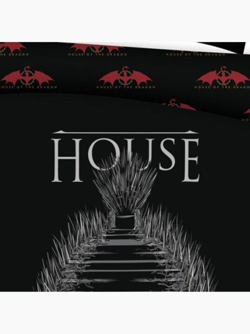 Parure copripiumino matrimoniale reversibile nera House of Dragon - Kiabi Parure copripiumino matrimoniale reversibile nera House of Dragon - Kiabi