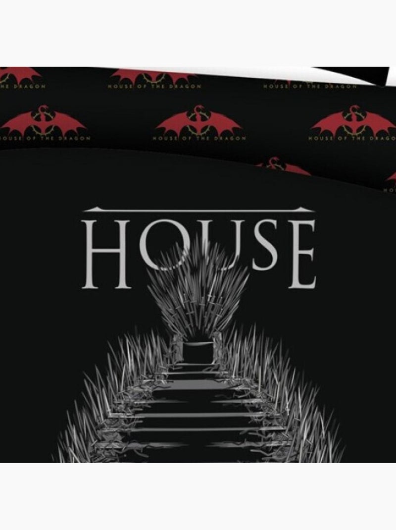 Parure copripiumino matrimoniale reversibile nera House of Dragon Rosso - Kiabi