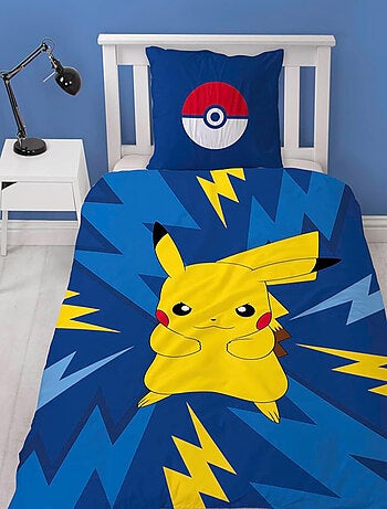 Parure da Letto Bambino Pokémon, Microfibra Oeko-Tex, Stampa Reversibile, Letto Singolo, ELETTRICO